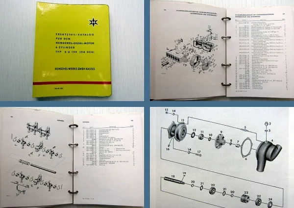 Henschel 6 U 1115 (514 DCU) Dieselmotor 6 Zylinder Ersatzteilliste 1960