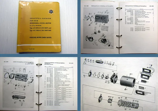Henschel 6R 0912 G + 6R 1012 G (512 DGP) Dieselmotor Ersatzteilliste 1958