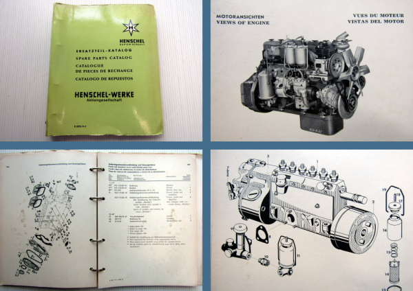 Henschel 6R 1013 P / PF (522 DF-H DPF-H DPF) Dieselmotor Ersatzteilliste 1963