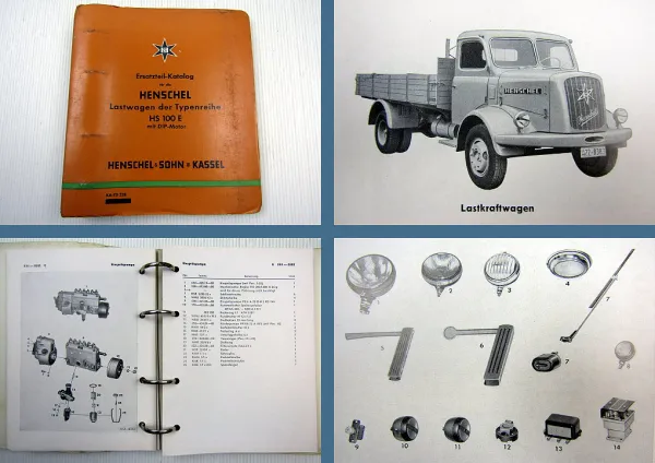 Henschel HS 100 E LKW Lastkraftwagen Ersatzteilliste + DIP Motor 1957