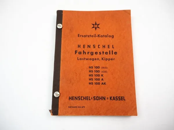 Henschel HS 100 K A AK Fahrgestell Lastwagen Kipper Ersatzteillliste 1952