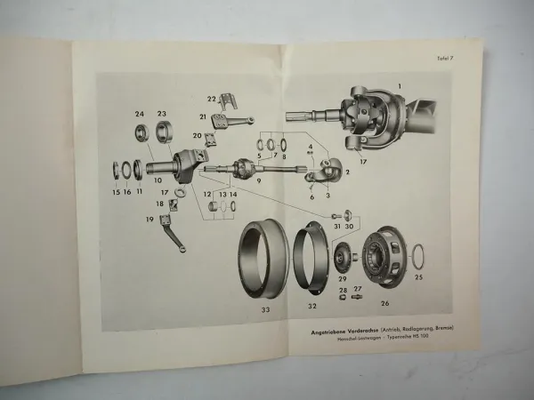 Henschel HS 100 K A AK Fahrgestell Lastwagen Kipper Ersatzteillliste 1952
