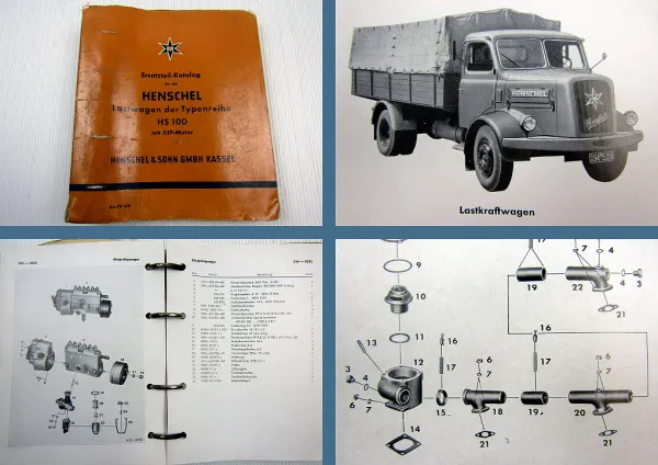 Henschel HS 100 LKW Lastkraftwagen Ersatzteilliste + DIP Motor 1956