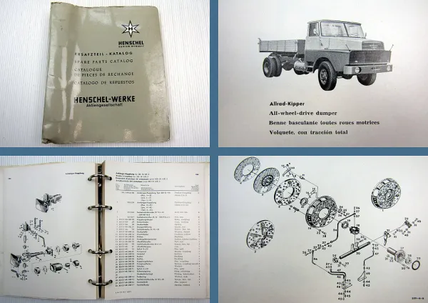 Henschel HS 16 HS 19 LKW Haube Allrad Kipper Ersatzteilkatalog 1962