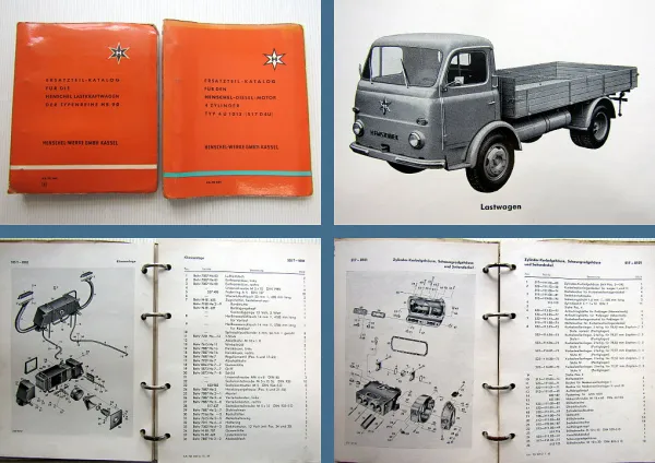 Henschel HS 90 inkl. Motor 517 D4U LKW Kipper Schlepper Ersatzteilliste 1959