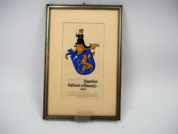 Heraldik handgemaltes Wappen Fam. Knecht Österreich 1650 Siebmachers Wappenbuch