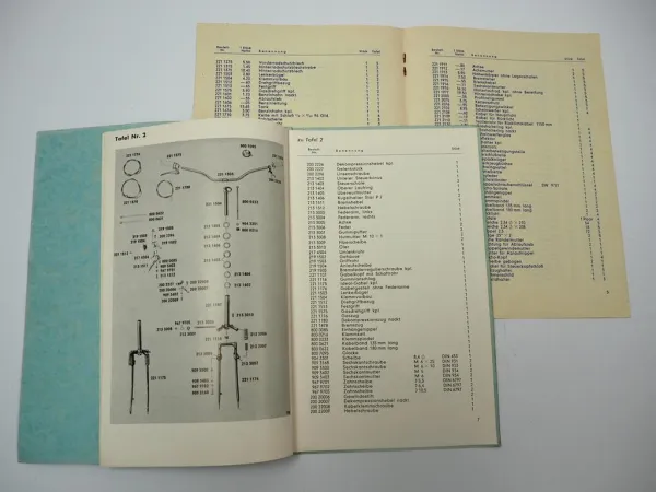 Hercules 221 Mofa Ersatzteilliste Preise Fahrgestell ohne Motor 1962