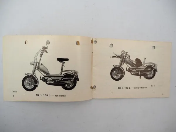 Hercules CB1 CB2 Mofa mit Sachs Motor 502/1 Betriebsanleitung Wartung 1970er J.