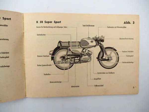 Hercules K50 Sport Super Sport Motorrad m. Sachs Motor Betriebsanleitung Wartung