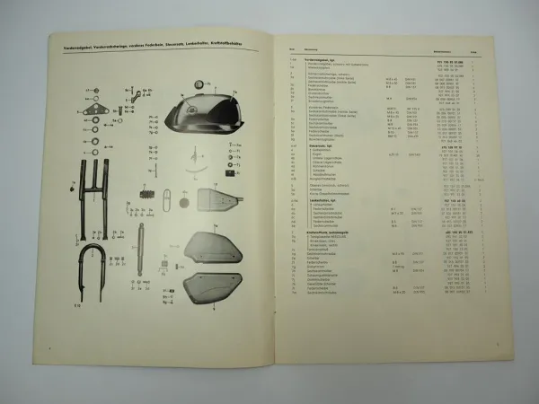Hercules K50 Sprint Motorrad Ersatzteilliste Fahrgestell ohne Motor 1969