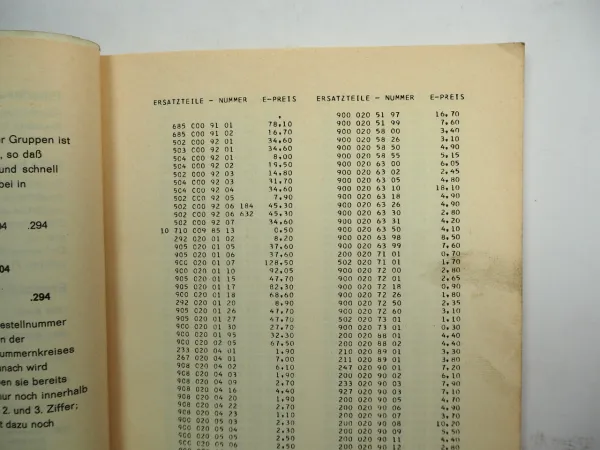 Hercules Mofa Mokick Motorrad Ersatzteil Preisliste 1973