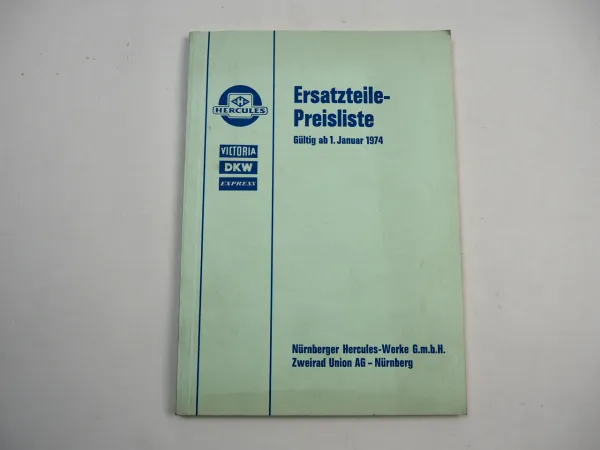 Hercules Mofa Mokick Motorrad Fahrrad Ersatzteil Preisliste ab 1974