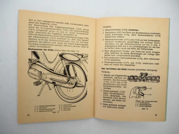 Hercules Moped Typ 217 mit Sachs Motor Betriebsanleitung Wartung 1950/60er Jahre