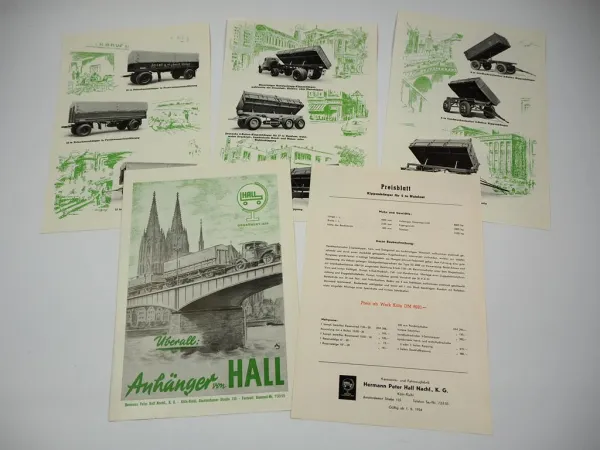 Herrmann Peter Hall Köln Riehl LKW Anhänger Aufbauten Prospekt Preisblatt 1954