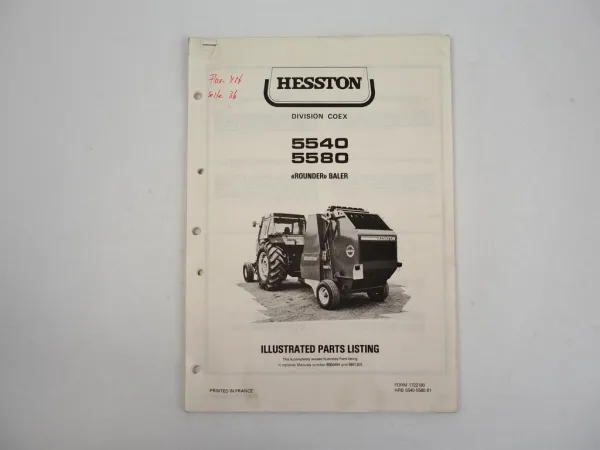 Hesston 5540 5580 Rounder Baler Ballenpresse Ersatzteilliste Parts Listing 1981