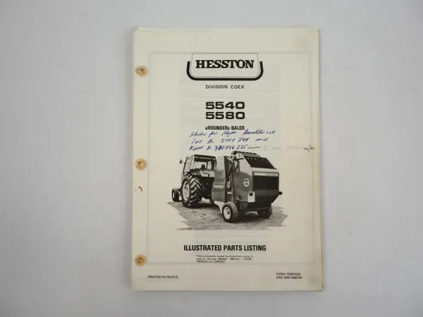Hesston 5540 5580 Rounder Baler Ballenpresse Ersatzteilliste Parts Listing 1984