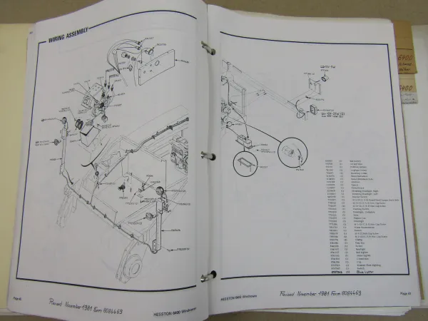Hesston 6400 Windrower Conditioner + Draper Header + Auger Header Parts Lists