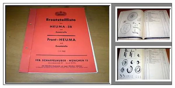 Heuma 58 + Front-Heuma Ersatzteilliste 1960