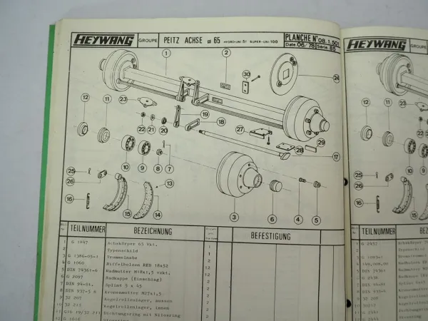 Heywang Farmer Super Hydro Uni Dungstreuer Betriebsanleitung Ersatzteilliste 1978