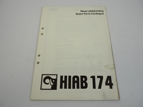 Hiab 174 B Ladekran Ersatzteilliste Parts Book 1969