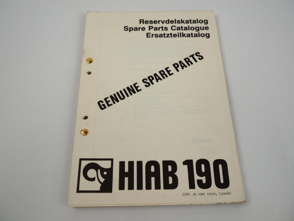 Hiab 190 Ladekran Ersatzteilliste Parts Book ca.1980er/90er Jahre