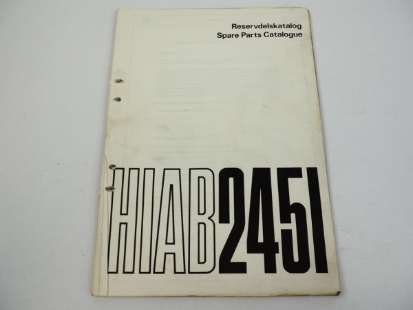 Hiab 2451 Ladekran Ersatzteilliste Parts Book 1969