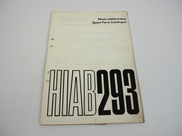 Hiab 293 Ladekran Ersatzteilliste Parts Book 1969