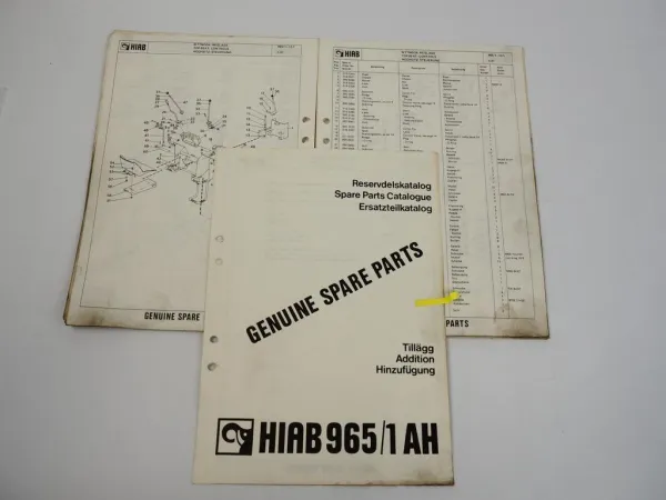 Hiab 965/1 Ladekran Ersatzteilliste Parts Book 1981