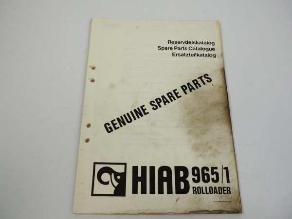 Hiab 965/1 Ladekran Rolloader Ersatzteilliste Parts Book 1983