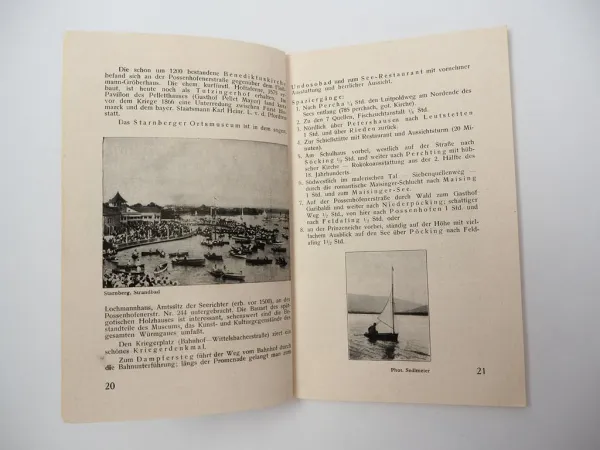 Historisches Wanderbuch Starnberger See Ammer See 1930 München