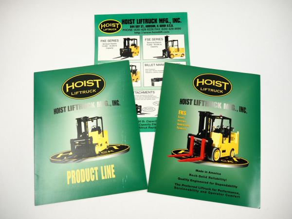 Hoist Liftruck Gabelstapler Forklift 3x Prospekt Brochure Englisch