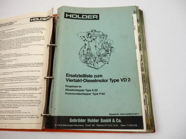 Holder A30 A45 Schlepper mit VD2 VD3 Motor Ersatzteilliste Ersatzteilkatalog 77
