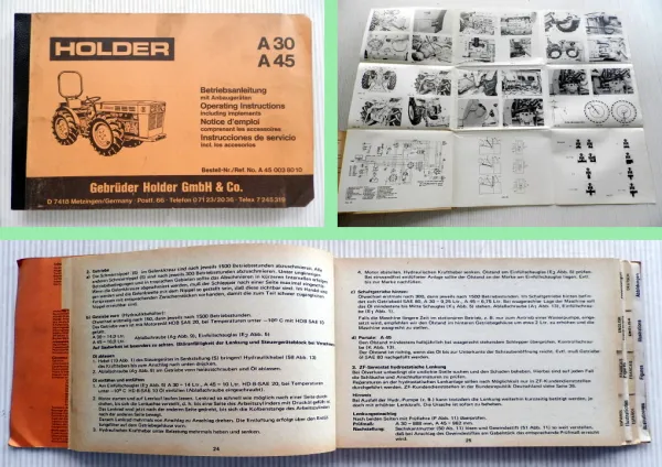 Holder A30, A45 Traktor Anbaugeräte Betriebsanleitung Operating Instructions 76