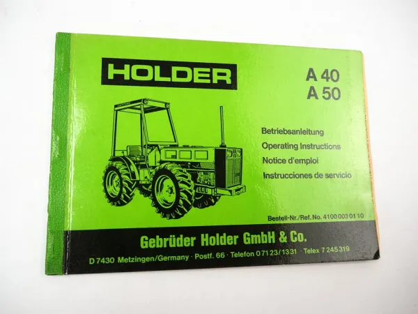 Holder A40 A50 Schlepper Betriebsanleitung Bedienungsanleitung