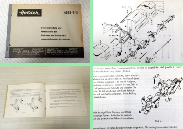 Holder AM2 AG3 Betriebsanleitung Ersatzteilkatalog für Hackfräse Rotorhacke 1967