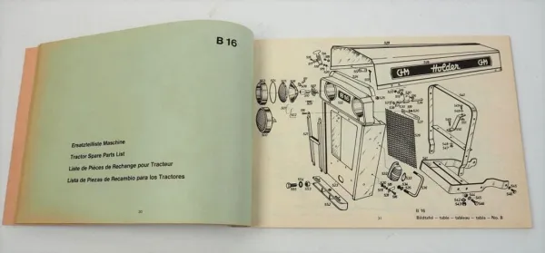 Holder B16K B16B Schlepper Ersatzteilliste Spare Parts List 1972