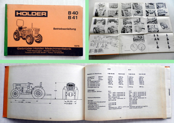 Holder B40 B41 Traktor Betriebsanleitung Bedienungsanleitung Wartung 1976