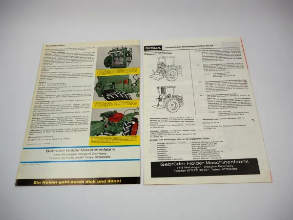 Holder Cultitrac AG35 + F Allradschlepper Prospekt Techn. Daten Preisliste 1972