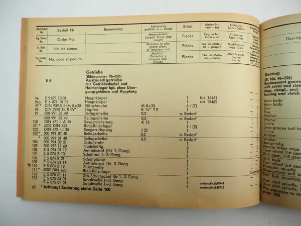 Holder E6 Einachsschlepper Ersatzteilliste Ersatzteilkatalog Parts List 1968