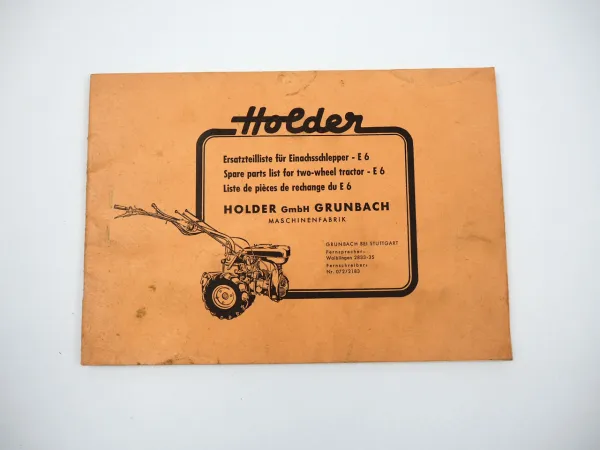 Holder E6 Einachsschlepper mit Motor Sachs Stamo 200 Ersatzteilkatalog 1960