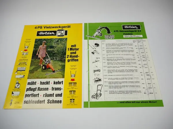 Holder H 4 Vielzweckgerät 4 PS Prospekt Technische Daten Preisliste 1970/1972