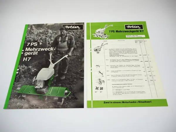 Holder H7 Mehrzweckgerät 7 PS Prospekt Technische Daten Preisliste 1972