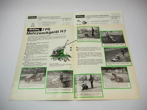 Holder H7 Mehrzweckgerät 7 PS Prospekt Technische Daten Preisliste 1972