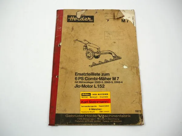 Holder M7 Combi Mäher mit Motor JLO L152 6PS Ersatzteilliste 1973
