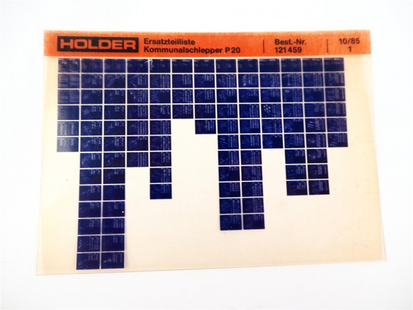 Holder P 20 Komunalschlepper Ersatzteilliste Microfich 10/1985