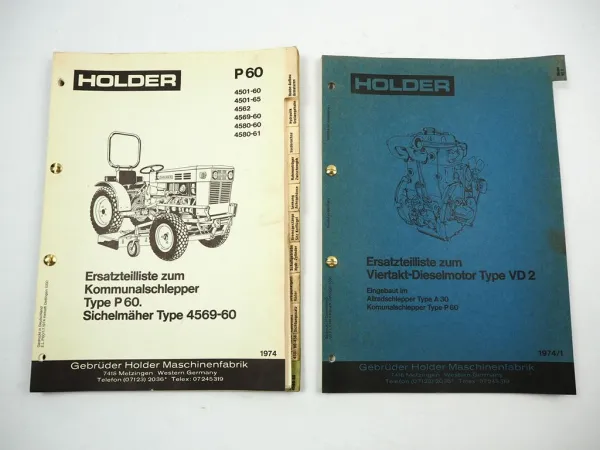Holder P60 Schlepper mit VD2 Diesel Motor Ersatzteilliste Ersatzteilkatalog 1974