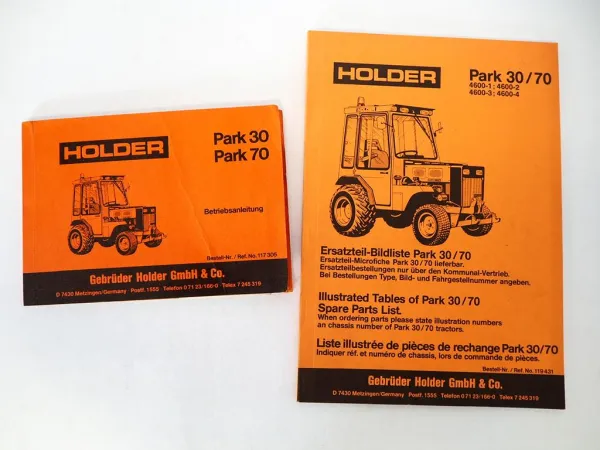 Holder Park 30 70 Traktor Betriebsanleitung Ersatzteilliste Bildkatalog 1984