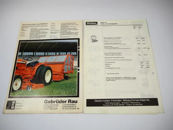 Holder Park 50 Kommunalschlepper Prospekt Technische Daten Preisliste 1972