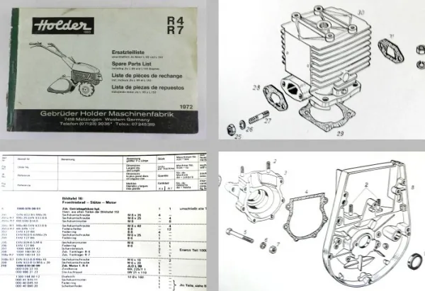 Holder R4 R7 Triebradhacke Ersatzteilkatalog mit JLO L99 L152 Motor Stand 1972