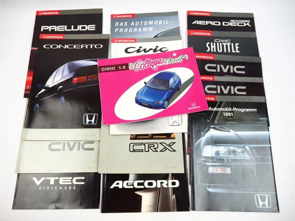 Honda 15x Prospekt Civic Prelude CRX Accord Concerto Programm 1990er Jahre
